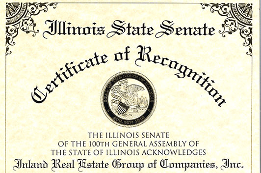 Illinois State Senate Certificate of Recognition